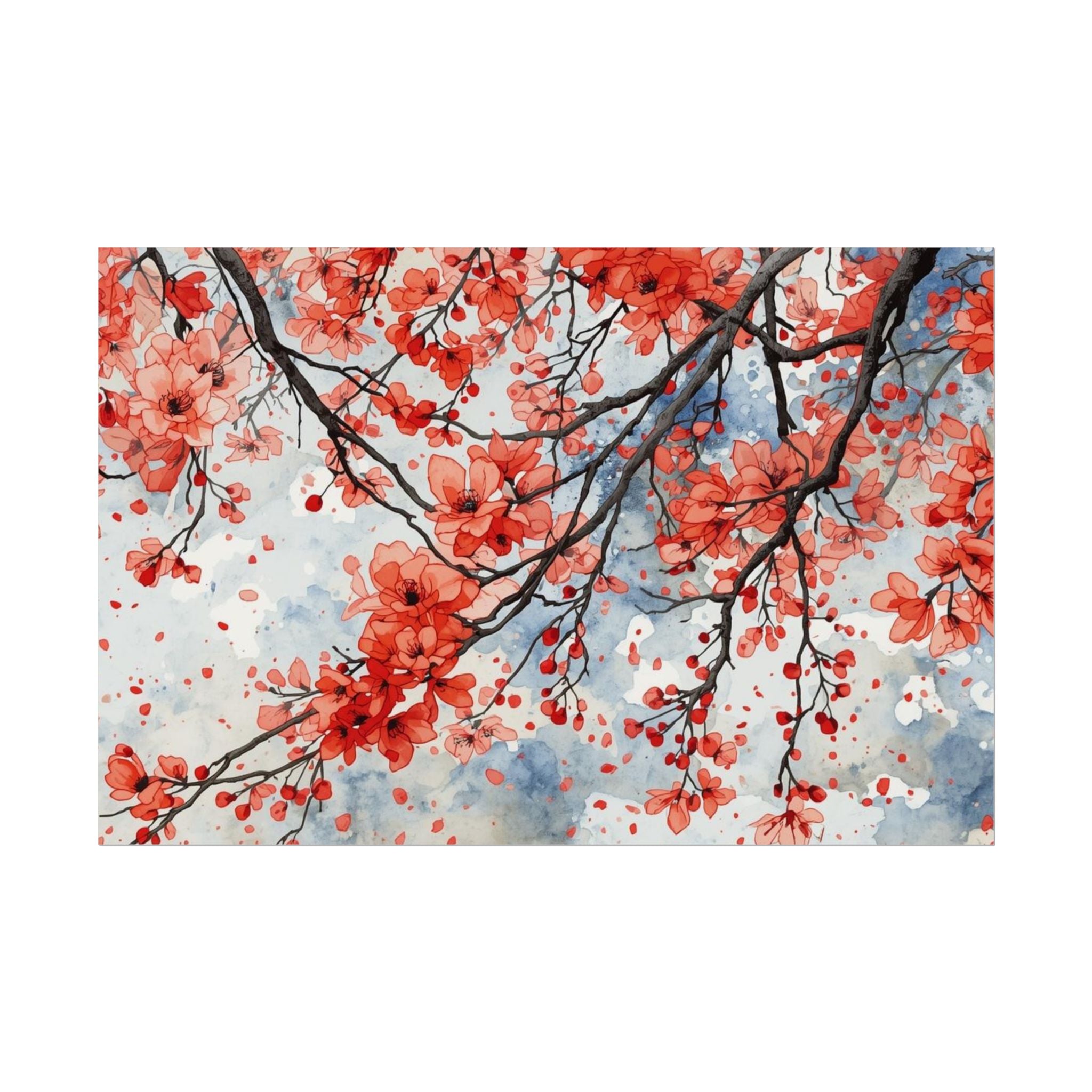 Blooming Cherry Blossom Rolled Poster Floral Wall Art - Rosetta Creative Boutique